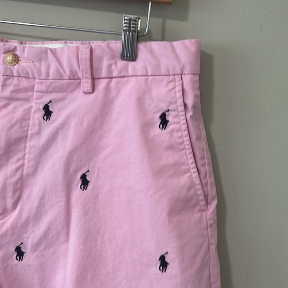RALPH LAUREN Polo Men’s Tyler Shorts Stretch Pink All Over Navy Pony Chino Sz 36 - Picture 3 of 11